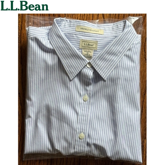 NEW - L.L. Bean Women's Wrinkle-Free Pinpoint Shirt, Long Sleeve Striped Size XL - Picture 5 of 6